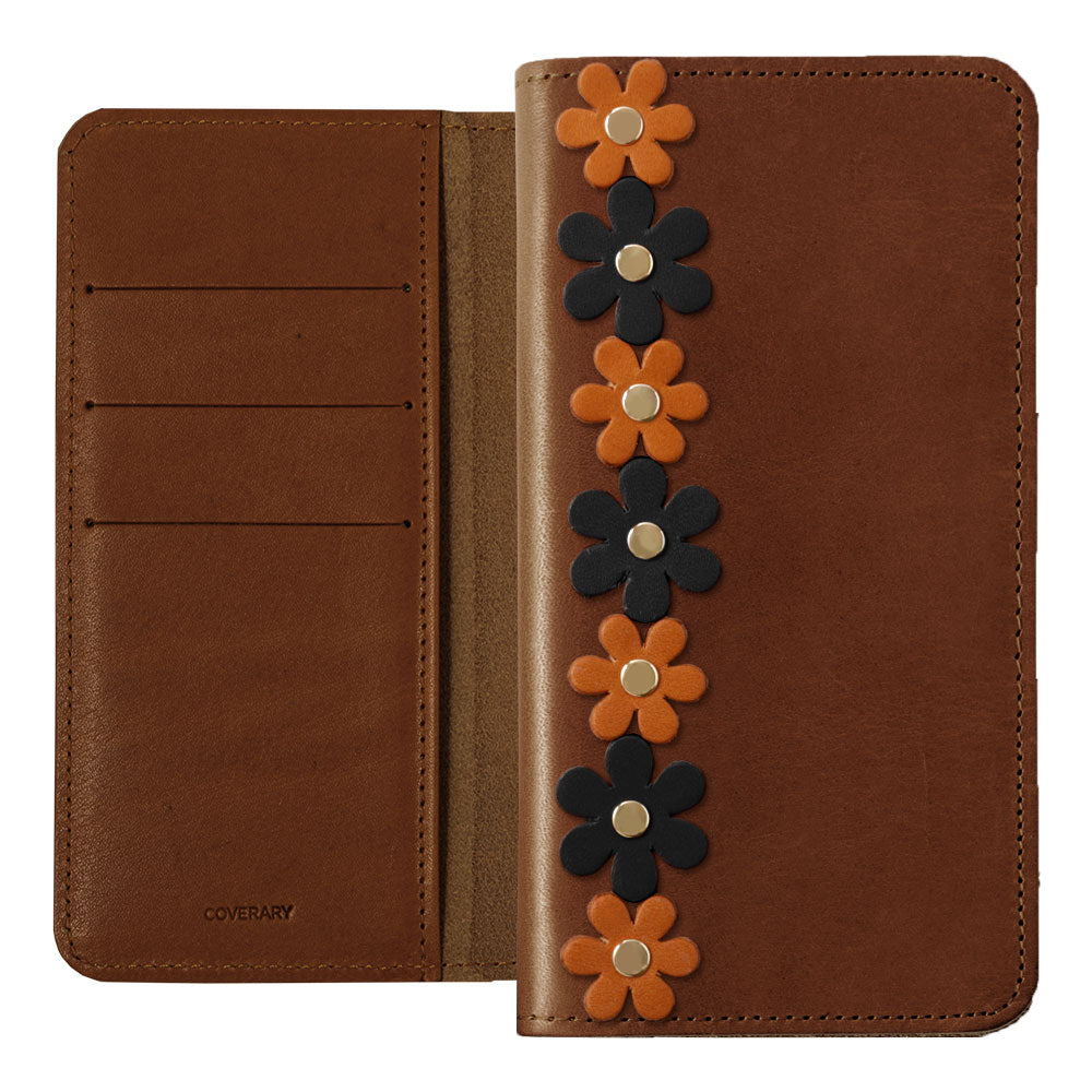 Genuine Leather Tochigi Leather Card Storage Flower Motif Line Notebook Case