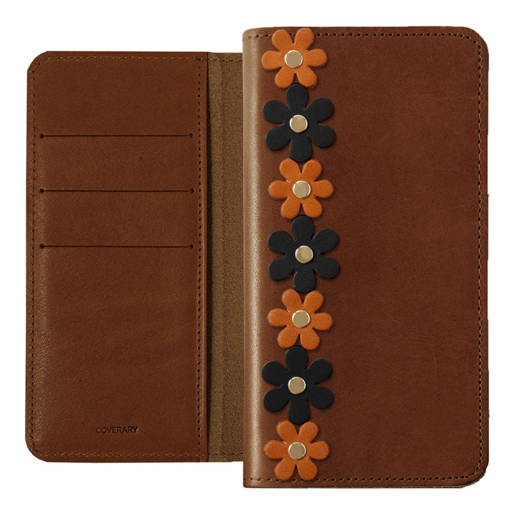 Genuine Leather Tochigi Leather Card Storage Flower Motif Line Notebook Case AQUOS Series