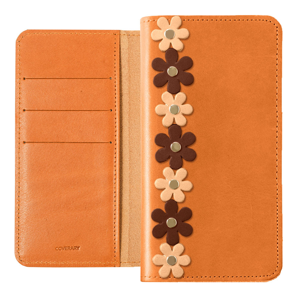 Étui portefeuille en cuir véritable en cuir Tochigi avec rangement pour cartes et motif floral pour la série Google Pixel