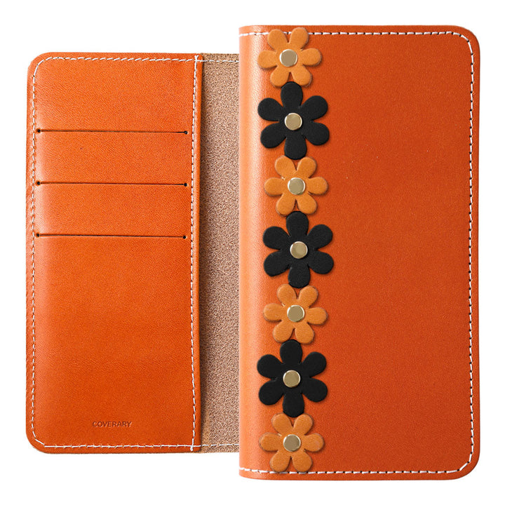 Genuine Leather Tochigi Leather Card Storage Flower Motif Line Notebook Case Galaxy Series