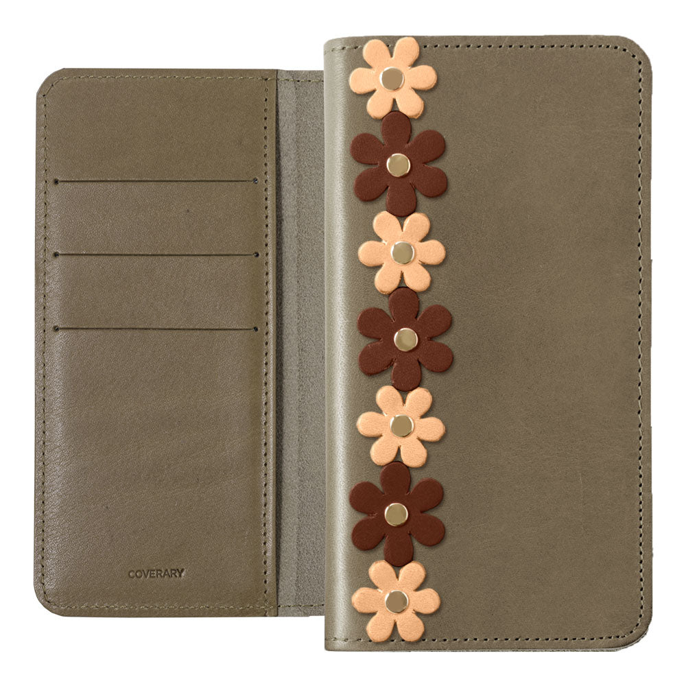 Genuine Leather Tochigi Leather Card Storage Flower Motif Line Notebook Case