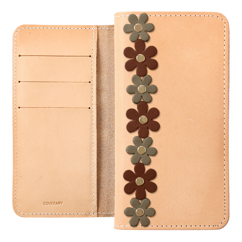 Étui portefeuille en cuir véritable en cuir Tochigi avec rangement pour cartes et motif floral pour la série Google Pixel