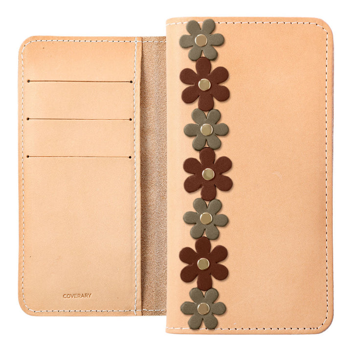Étui portefeuille en cuir véritable en cuir Tochigi avec rangement pour cartes et motif floral pour la série Google Pixel