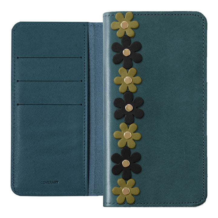 Genuine Leather Tochigi Leather Card Storage Flower Motif Line Notebook Case