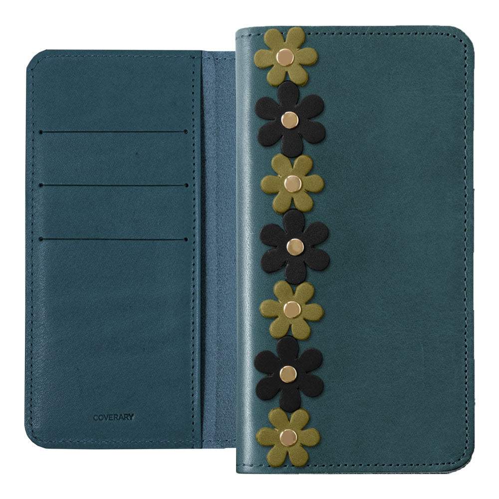 Étui portefeuille en cuir véritable en cuir Tochigi avec rangement pour cartes et motif floral pour la série Google Pixel