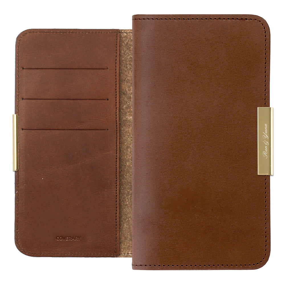 Genuine Leather Tochigi Leather Card Storage Laser Name Engraving Gold Frame Decoration Notebook Case