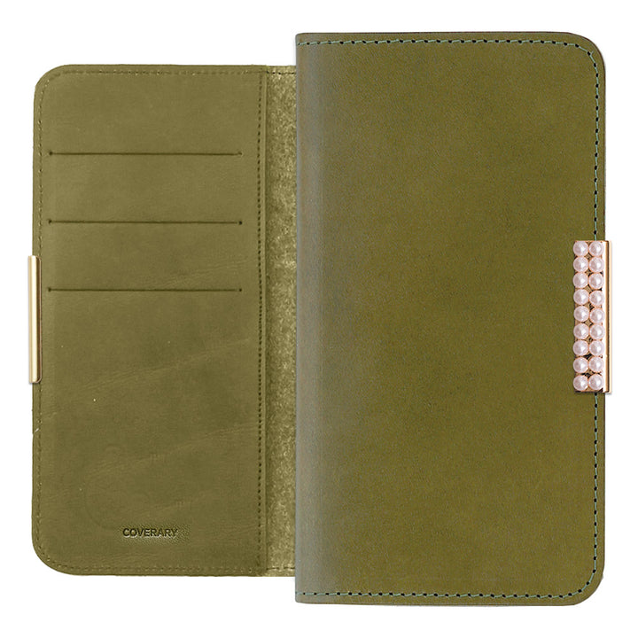 Genuine Leather Tochigi Leather Card Storage Pearl Frame Deco Notebook Case