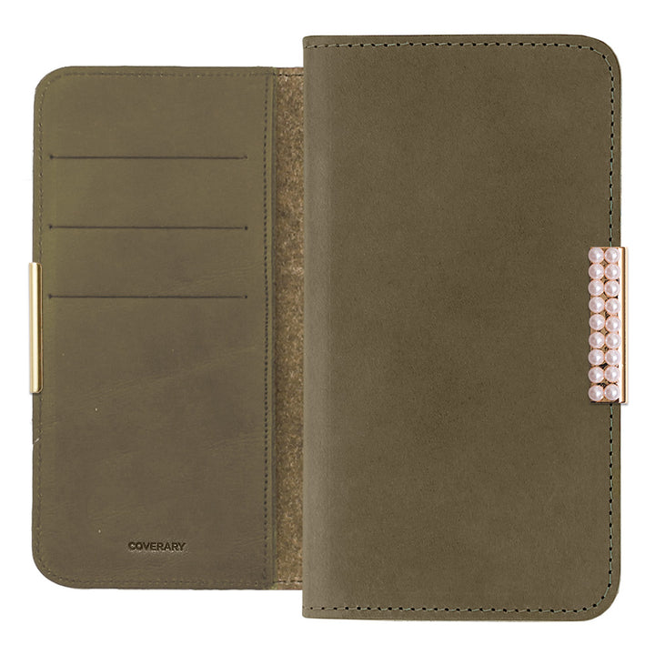 Genuine Leather Tochigi Leather Card Storage Pearl Frame Deco Notebook Case