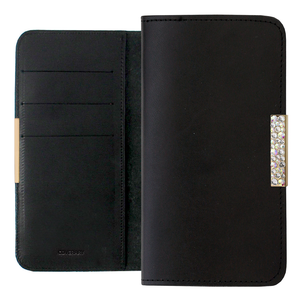 Étui portefeuille en cuir véritable en cuir Tochigi avec rangement pour cartes et décoration cadre en pierre