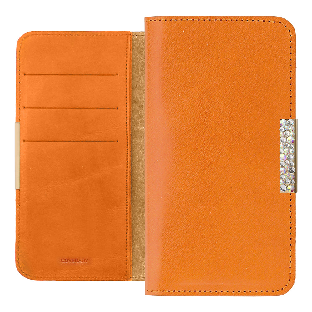 Étui portefeuille en cuir véritable en cuir Tochigi avec rangement pour cartes et décoration cadre en pierre