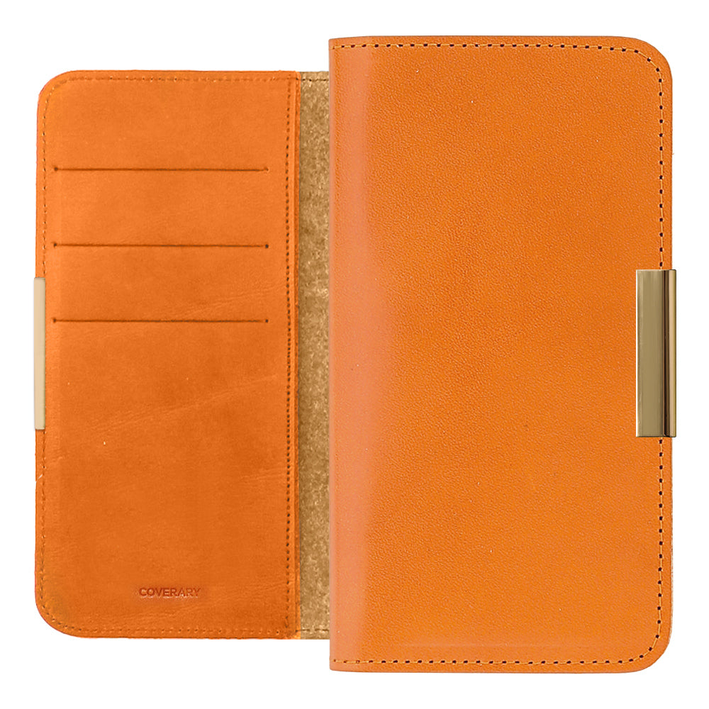 Étui portefeuille en cuir véritable en cuir Tochigi avec rangement pour cartes et décoration cadre doré