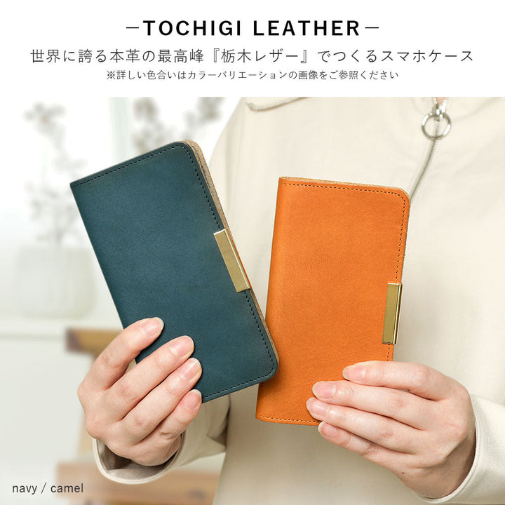 Étui portefeuille en cuir véritable en cuir Tochigi avec rangement pour cartes et décoration cadre doré pour la série Xperia