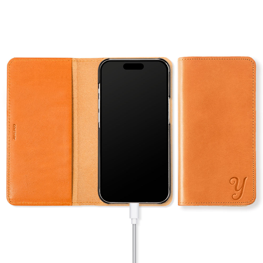 本革 栃木レザー イニシャル 手帳型ケース iPhoneシリーズ