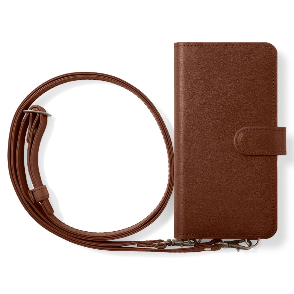 Étui portefeuille avec fonction support et bandoulière en cuir véritable Tochigi (avec ceinture)