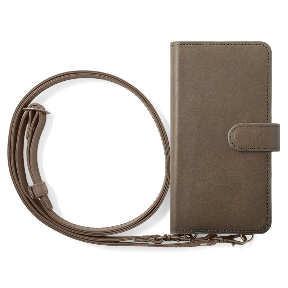 Étui portefeuille avec fonction support et bandoulière en cuir véritable cuir Tochigi (avec ceinture) pour la série Google Pixel