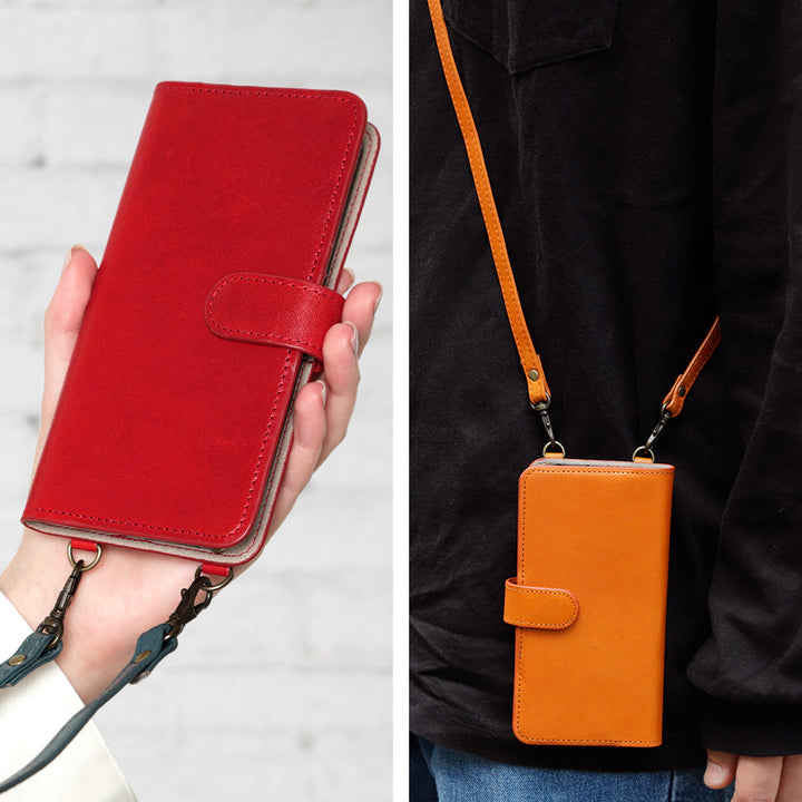 Étui portefeuille avec fonction support et bandoulière en cuir véritable cuir Tochigi (avec ceinture) pour la série Google Pixel