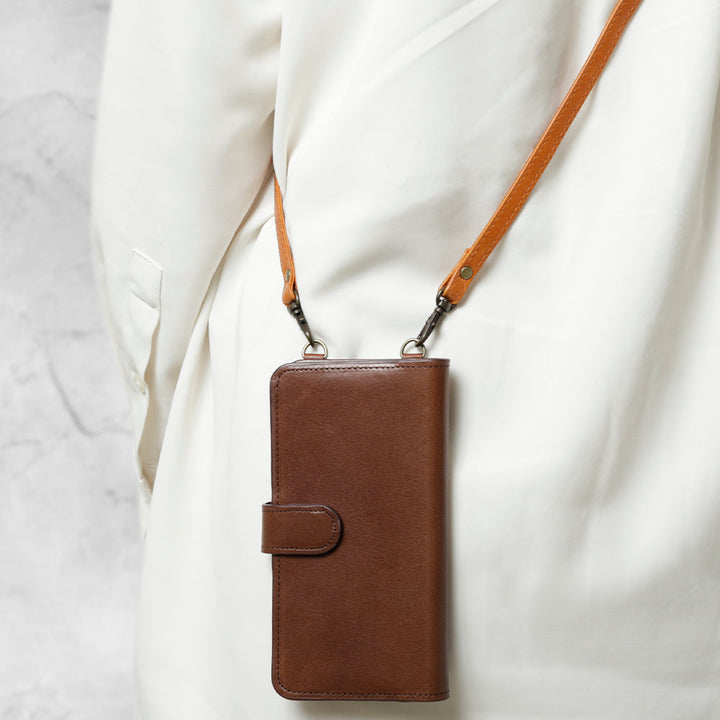 Étui portefeuille avec fonction support et bandoulière en cuir véritable cuir Tochigi (avec ceinture) pour la série Google Pixel