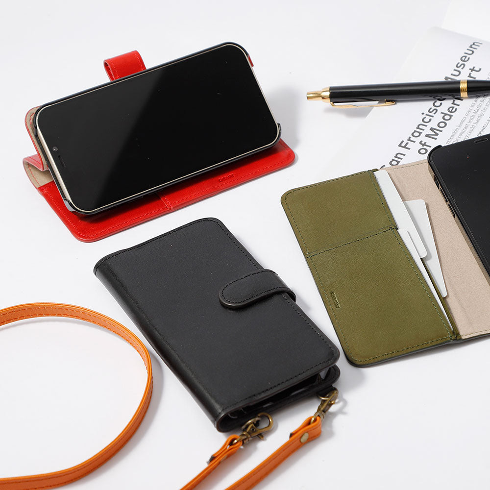 Étui portefeuille avec fonction support et bandoulière en cuir véritable cuir Tochigi (avec ceinture) pour la série Google Pixel