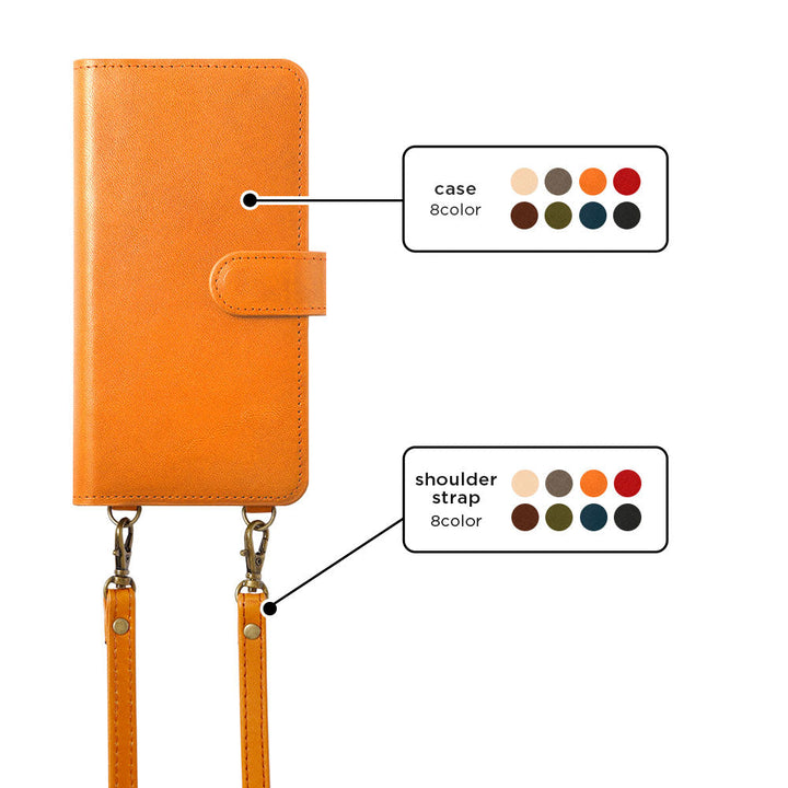 Étui portefeuille avec fonction support et bandoulière en cuir véritable cuir Tochigi (avec ceinture) pour la série Google Pixel