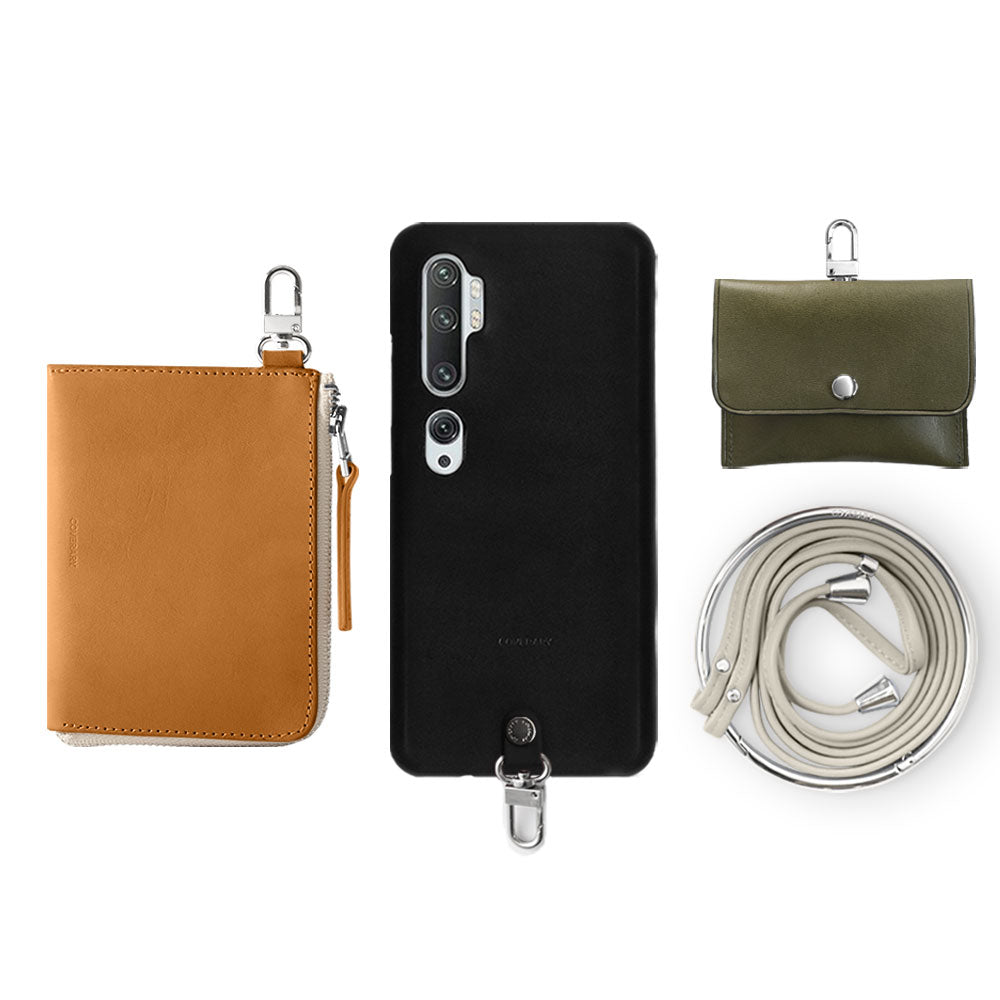 Genuine leather Tochigi leather 4-piece set C mini wallet earphone case with shoulder strap back case for Google Pixel series