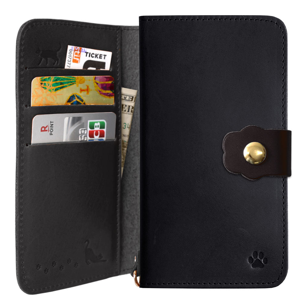 Genuine leather Tochigi leather card storage cat belt notebook-style case (with belt) AQUOS series
