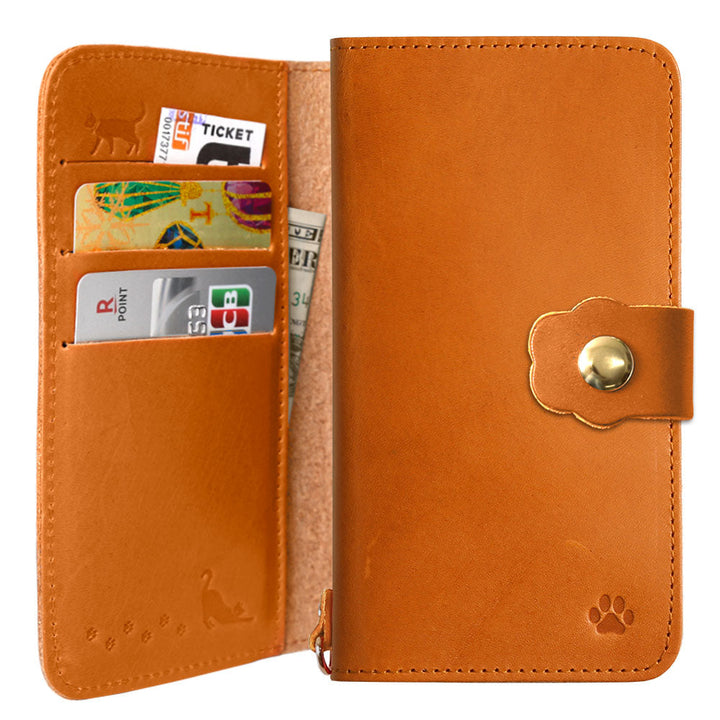 Genuine leather Tochigi leather card storage cat belt notebook-style case (with belt) AQUOS series