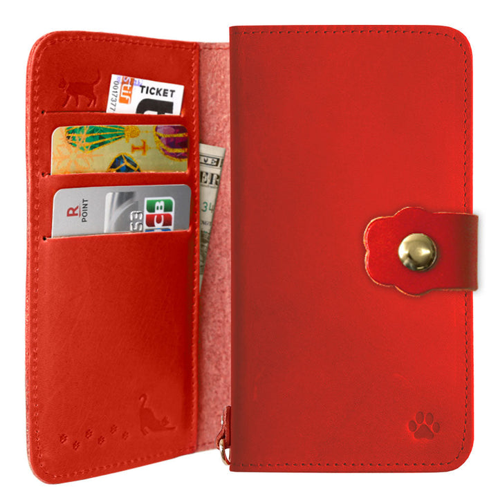 Genuine leather Tochigi leather card storage cat belt notebook-style case (with belt) AQUOS series
