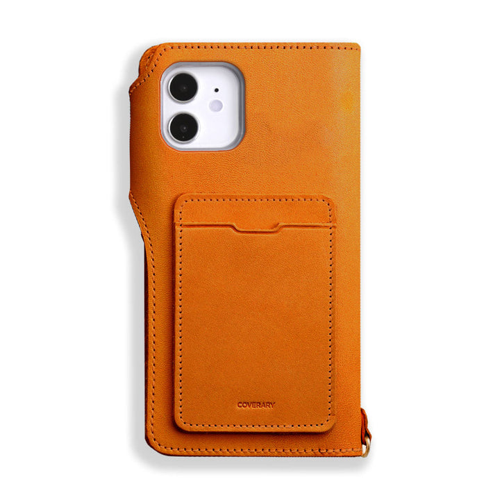 Étui portefeuille en cuir véritable en cuir Tochigi avec poche arrière au choix et rangement pour cartes (avec ceinture) pour la série AQUOS