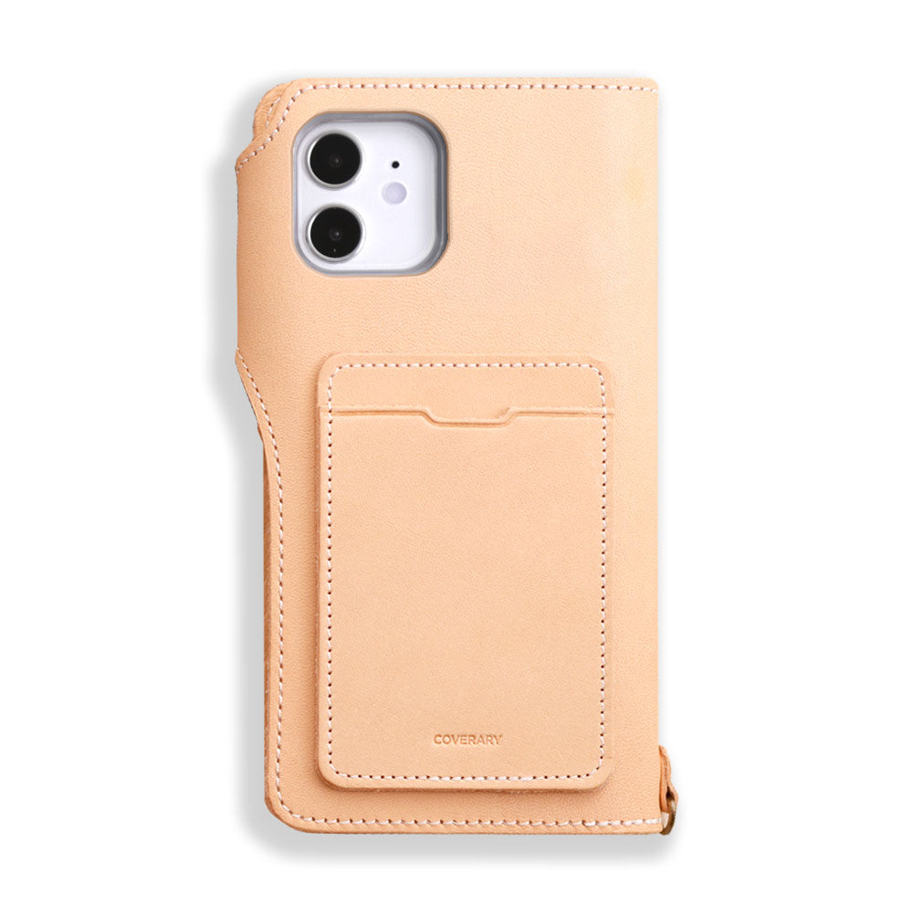 本革 栃木レザー 選べる後ろポケット付き カード収納 手帳型ケース（ベルトあり）iPhoneシリーズ