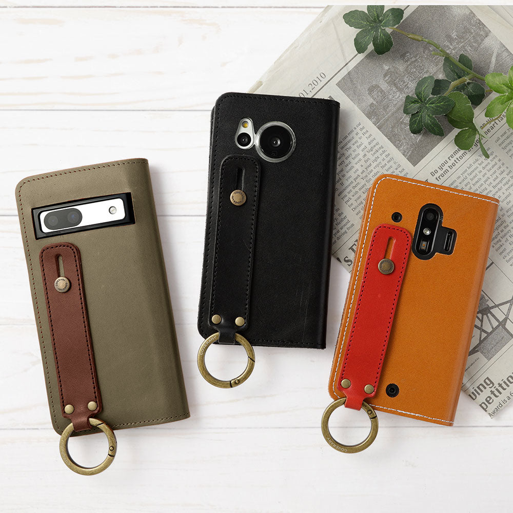 Genuine leather Tochigi leather hand belt attached notebook-style case