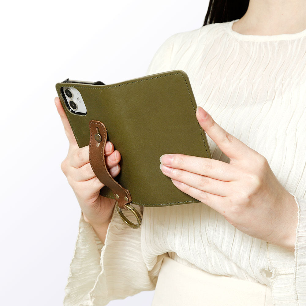 Étui portefeuille avec ceinture à main en cuir véritable Tochigi pour la série Xperia