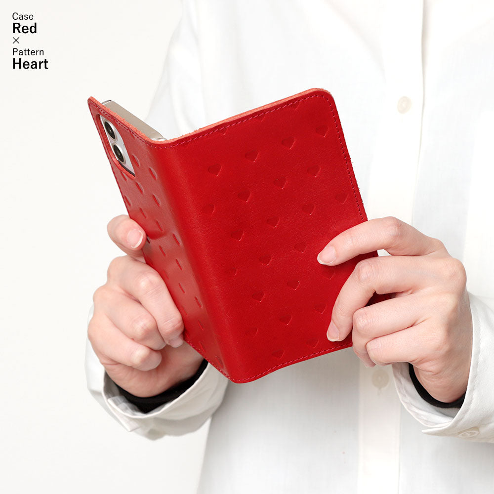 Genuine leather Tochigi leather card storage all-over embossed pattern notebook-style case AQUOS series