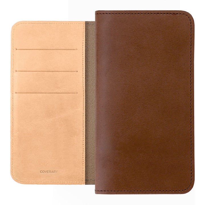Étui portefeuille bicolore en cuir véritable Tochi Leather avec rangement pour cartes pour la série Xperia