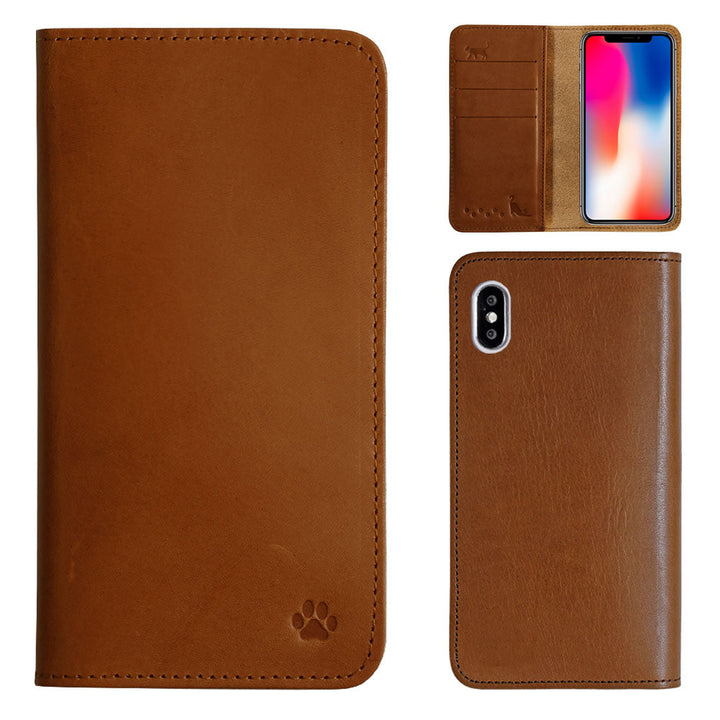 Genuine Leather Tochigi Leather Card Storage Cat Design Engraved Notebook Case Xperia Series
