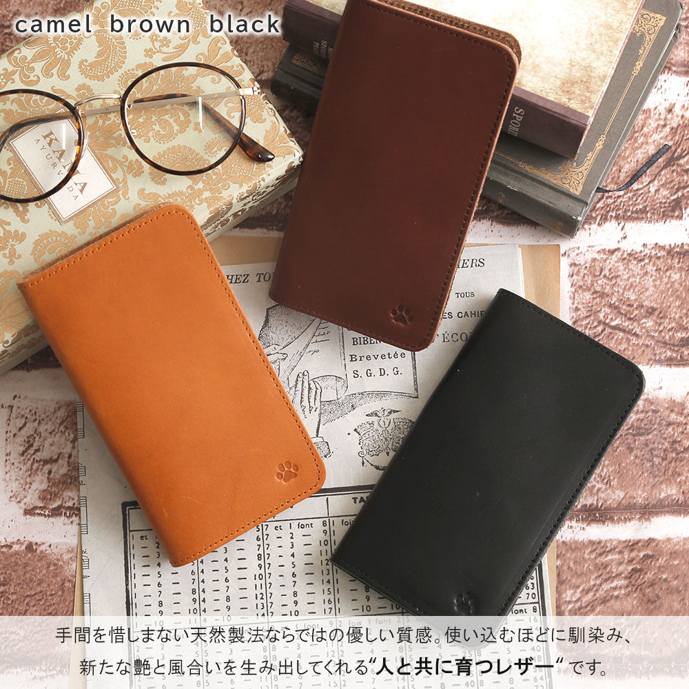 Genuine Leather Tochigi Leather Card Storage Cat Design Engraved Notebook Case Xperia Series