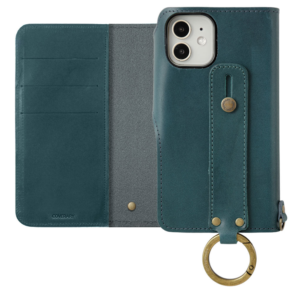 Étui portefeuille en cuir véritable en cuir Tochigi avec rangement pour cartes et sangle de poignet (avec sangle) pour la série Galaxy