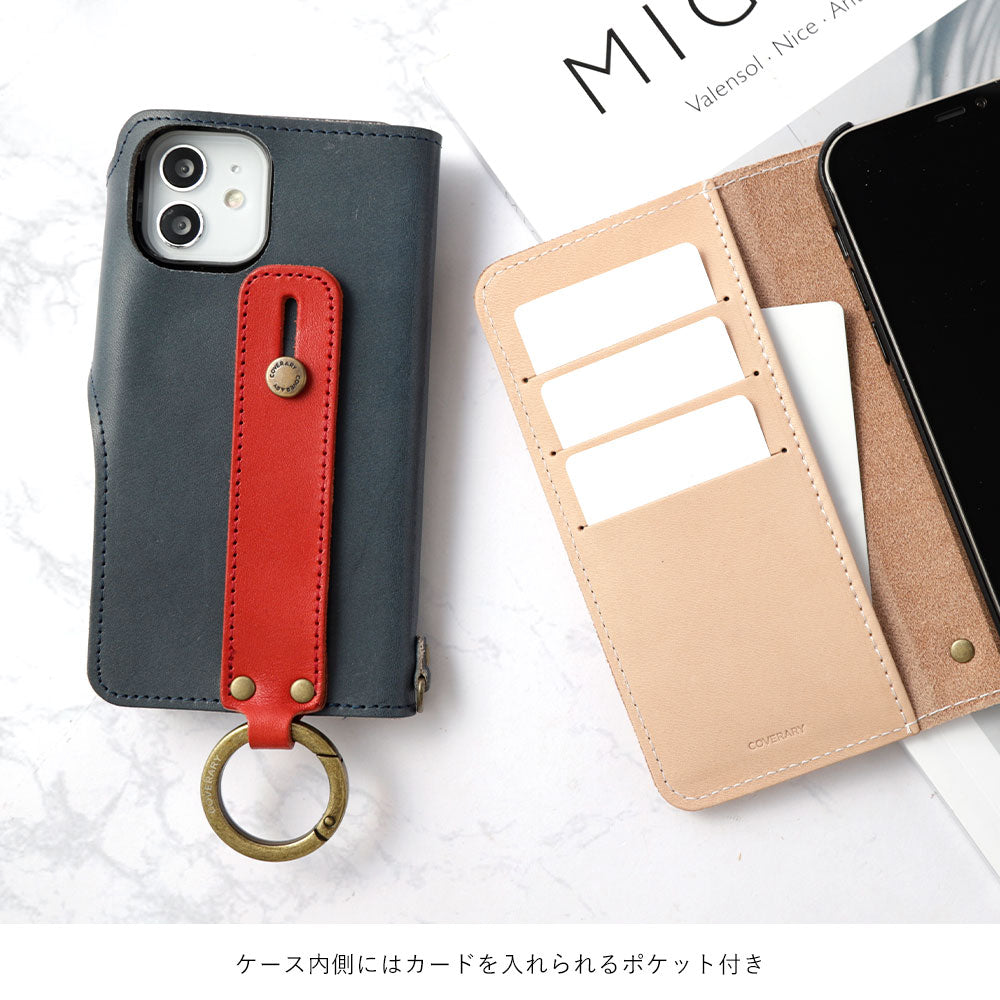 Genuine leather Tochigi leather card storage with hand belt notebook-style case (with belt) Xperia series