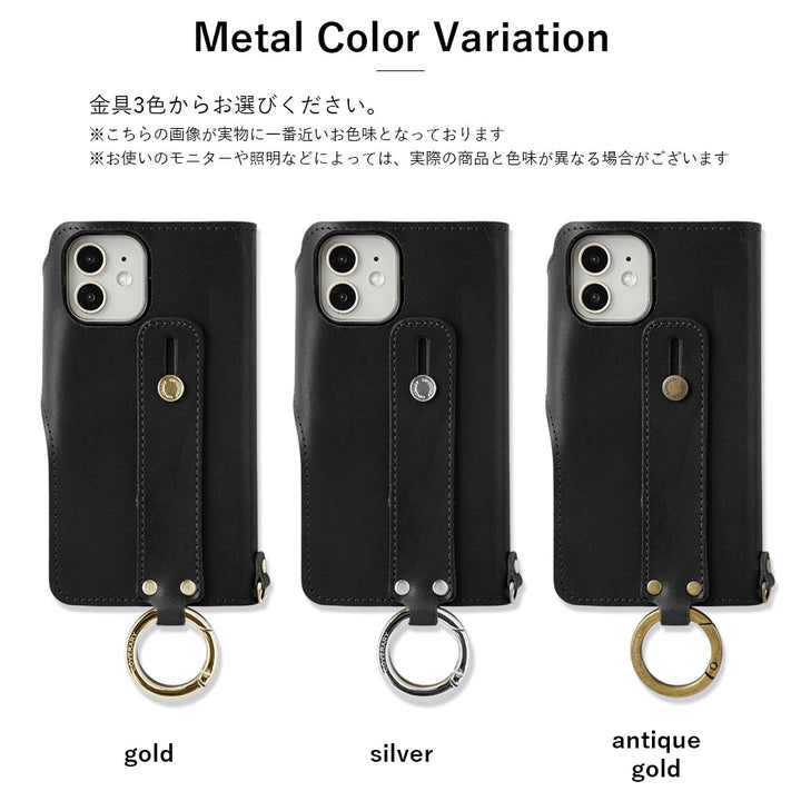 本革 栃木レザー カード収納 ハンドベルト付き 手帳型ケース（ベルトあり）