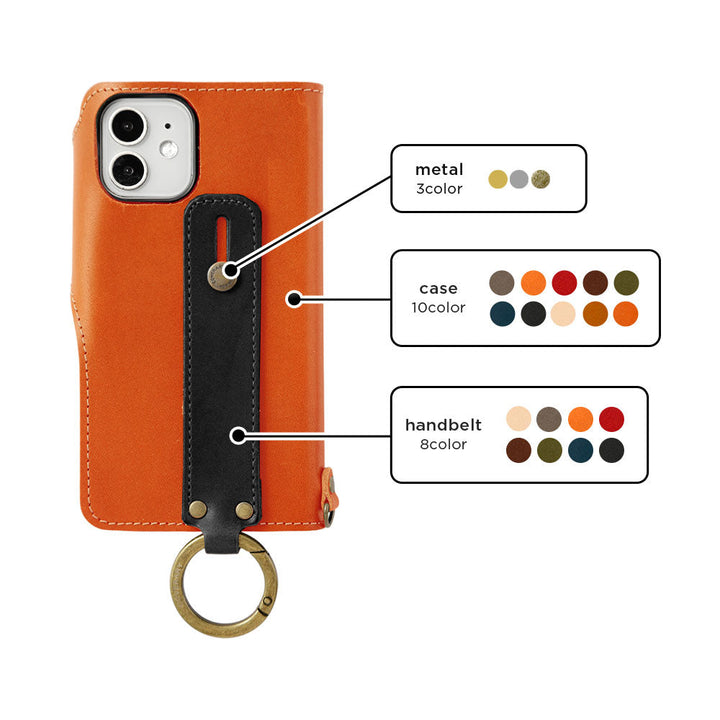 Genuine leather Tochigi leather card storage with hand belt notebook-style case (with belt) Xperia series