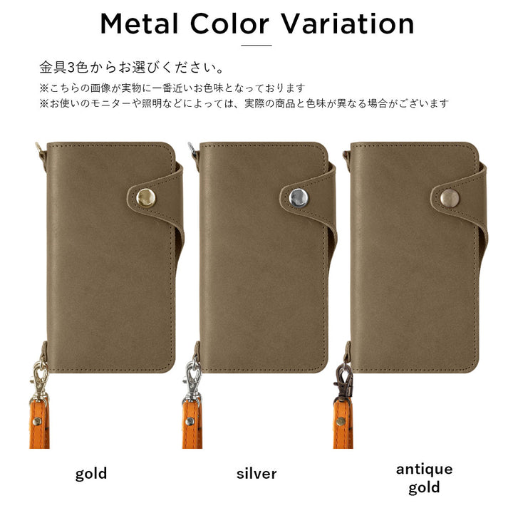 本革 栃木レザー カード収納 ショルダーストラップ付き 手帳型ケース（ベルトあり）