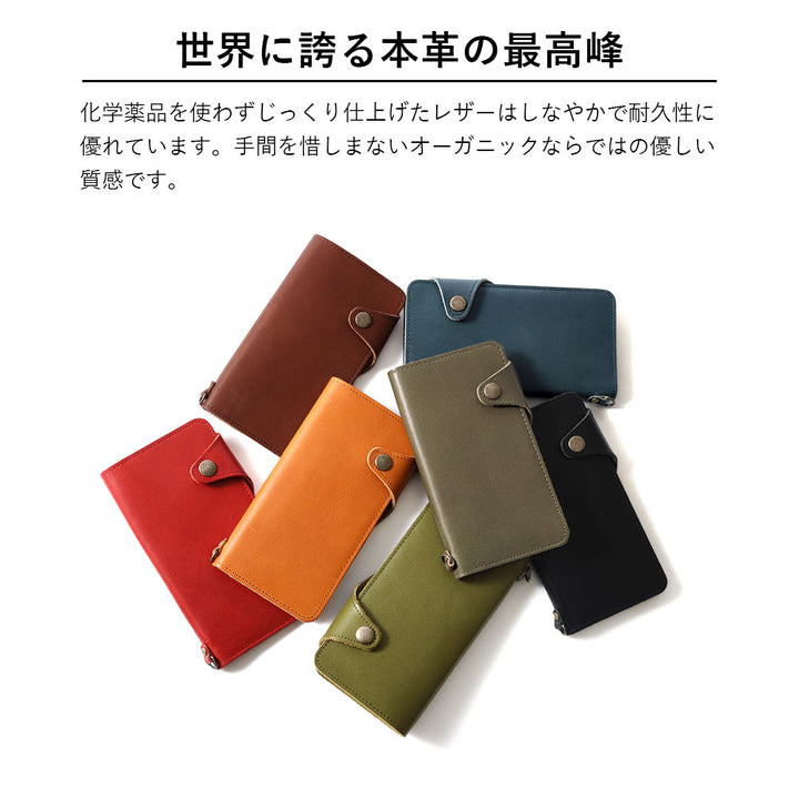 Étui portefeuille en cuir véritable en cuir Tochigi avec rangement pour cartes et initiales (avec ceinture)