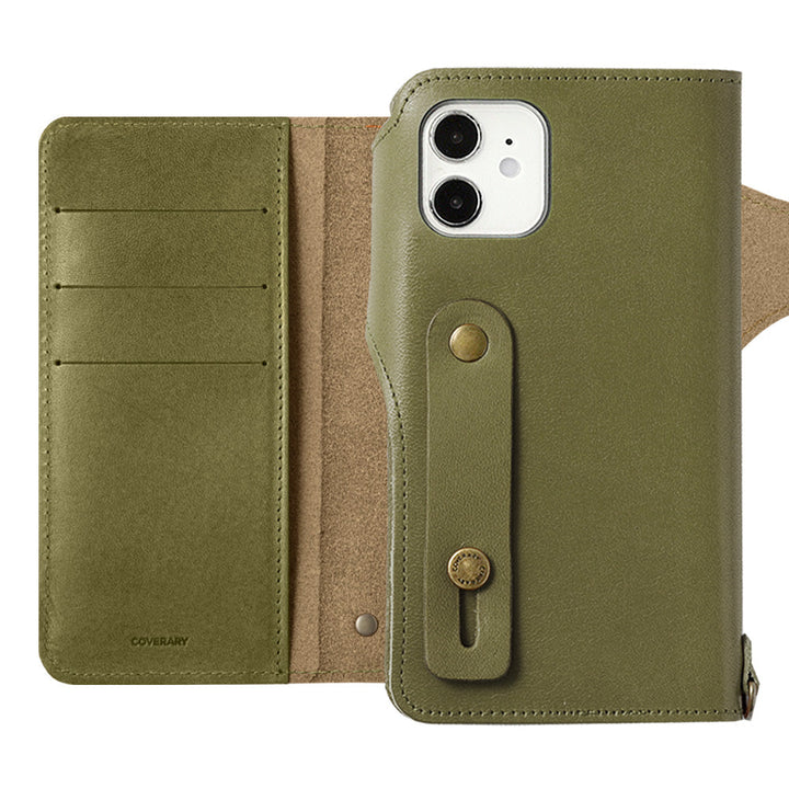 Étui à rabat avec ceinture à doigt et rangement pour cartes en cuir véritable Tochigi Leather (avec ceinture) pour la série Google Pixel