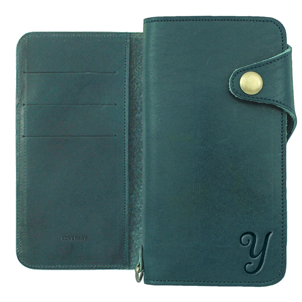 Étui portefeuille en cuir véritable Tochigi avec rangement pour cartes et initiales (avec ceinture) pour la série Google Pixel