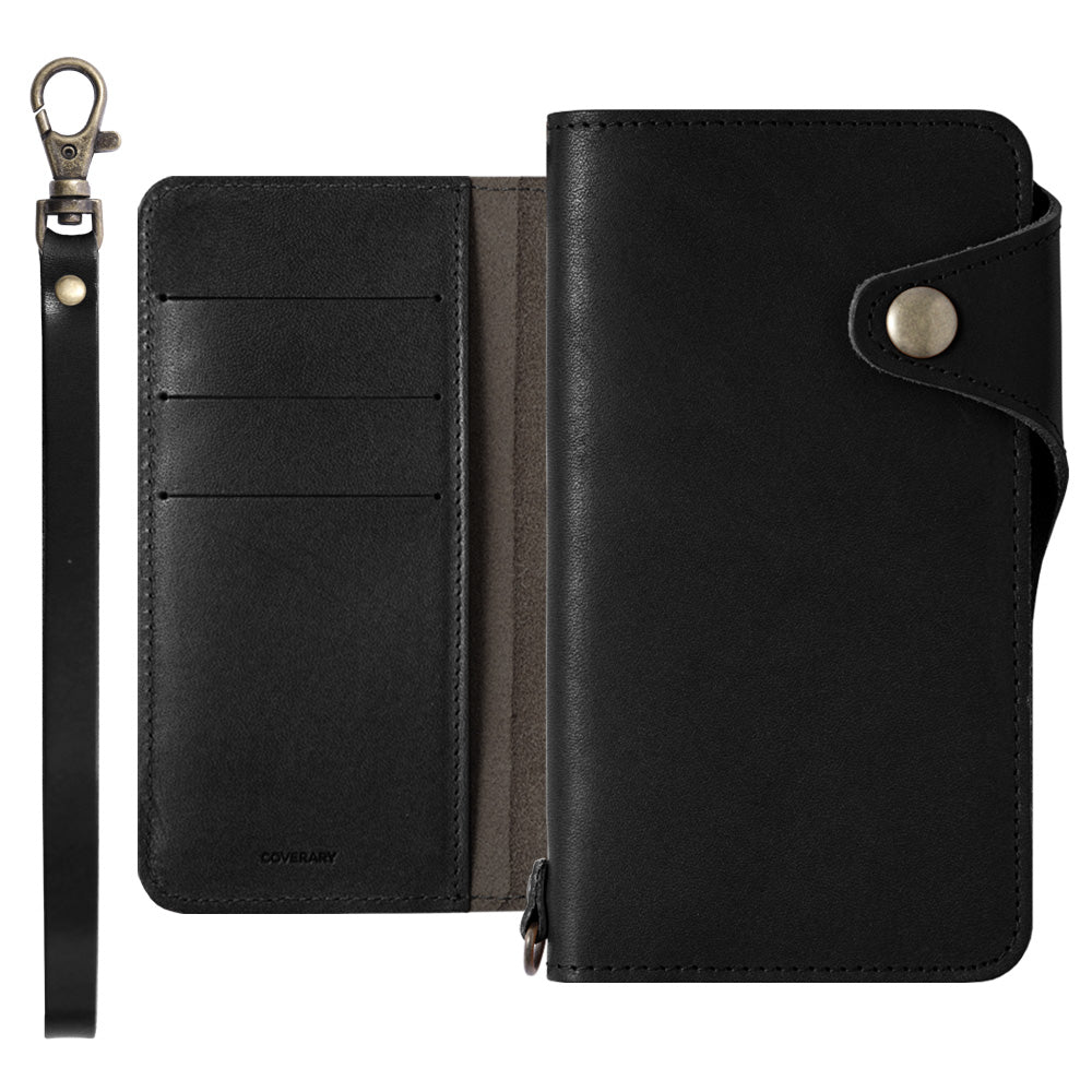 Genuine leather Tochigi leather card storage hand strap attached notebook-style case (with belt) iPhone series