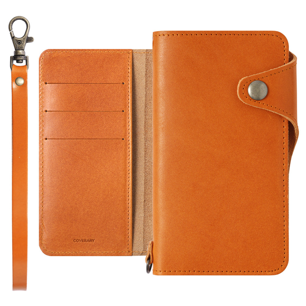 Genuine leather Tochigi leather card storage hand strap attached notebook-style case (with belt) iPhone series