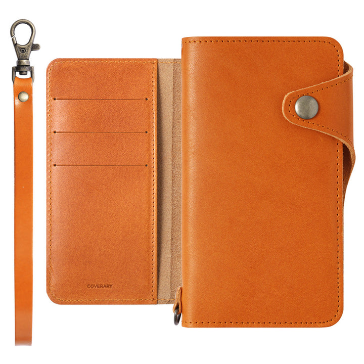 Genuine leather Tochigi leather card storage hand strap attached notebook-style case (with belt) iPhone series