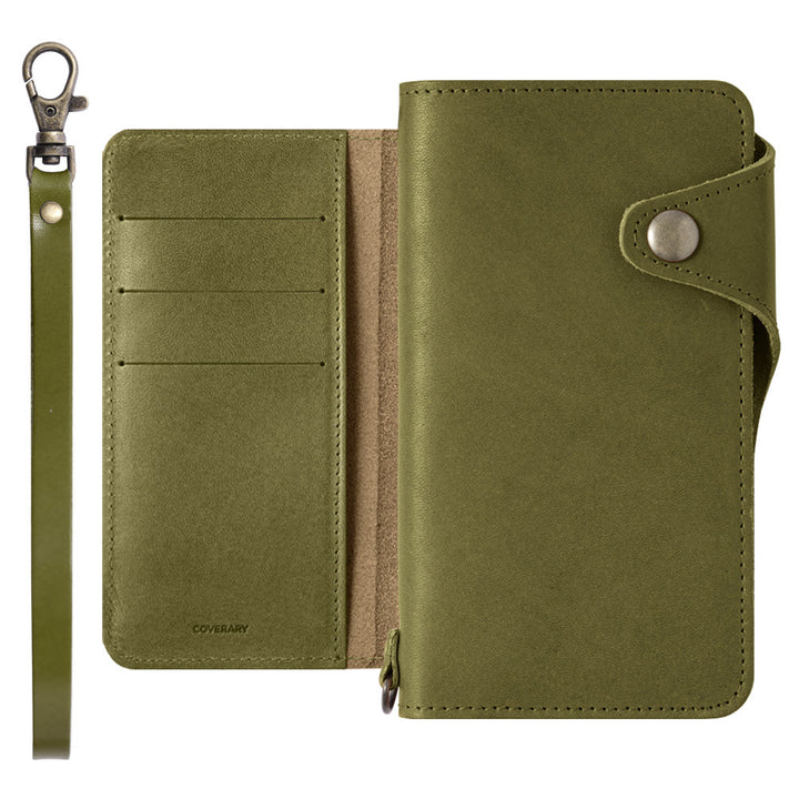 Genuine leather Tochigi leather card storage hand strap attached notebook-style case (with belt) iPhone series