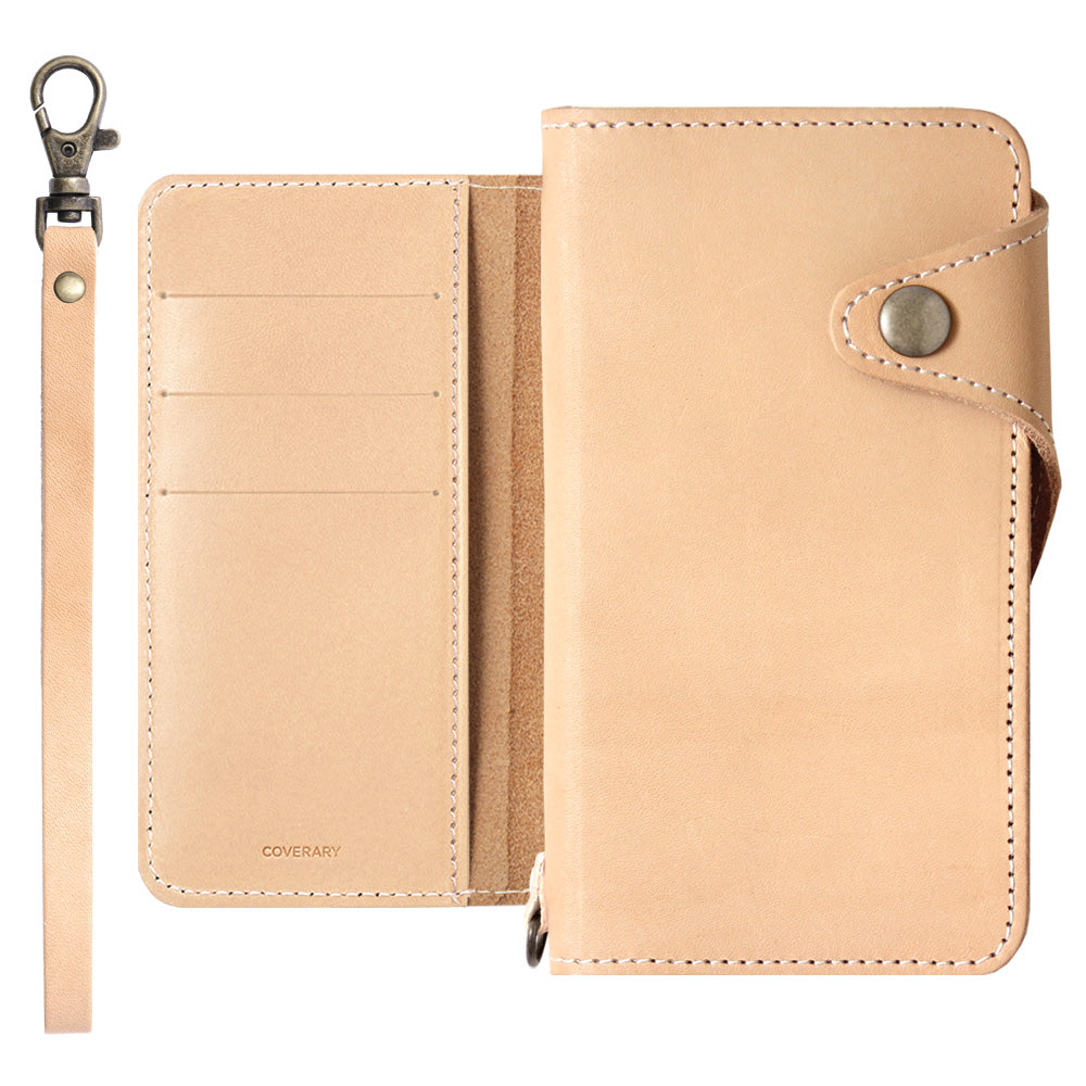 Genuine leather Tochigi leather card storage hand strap attached notebook-style case (with belt) iPhone series