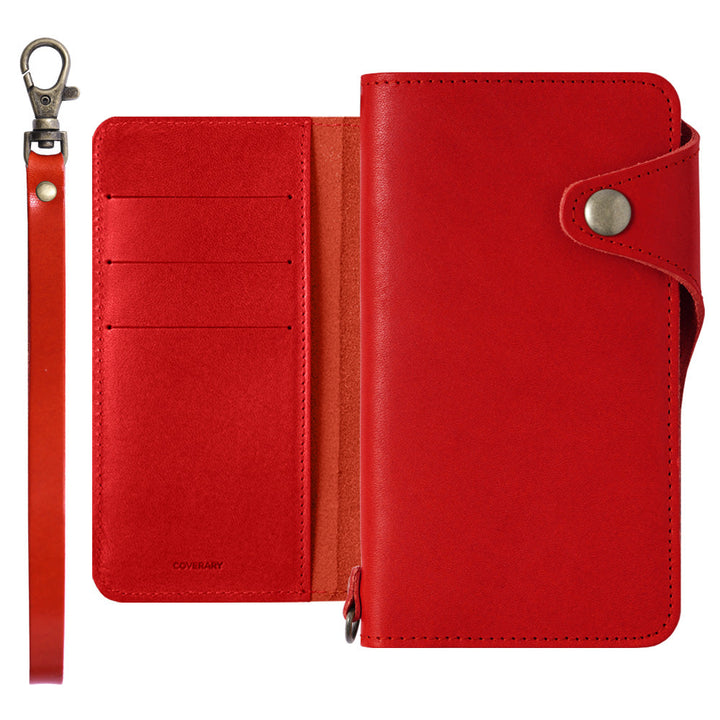 Genuine leather Tochigi leather card storage hand strap attached notebook-style case (with belt) iPhone series
