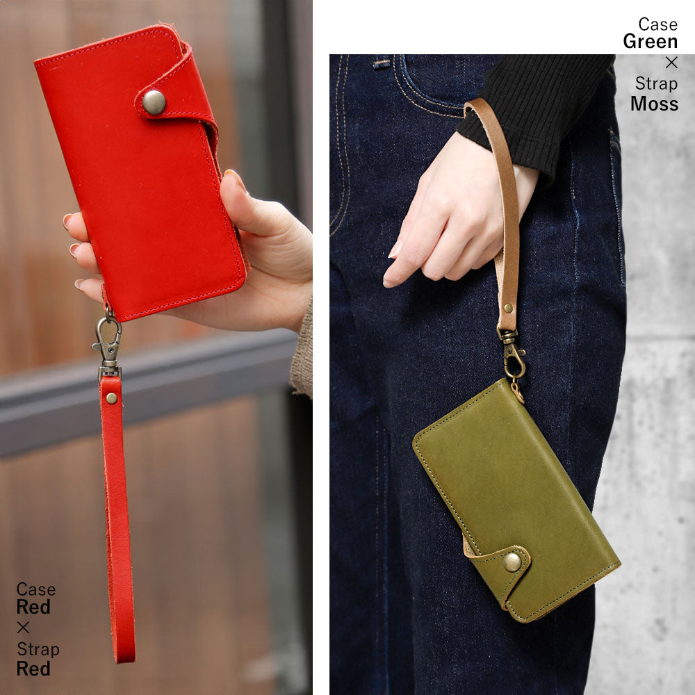 Étui portefeuille en cuir véritable en cuir Tochigi avec rangement pour cartes et dragonne, avec ceinture, pour la série Galaxy